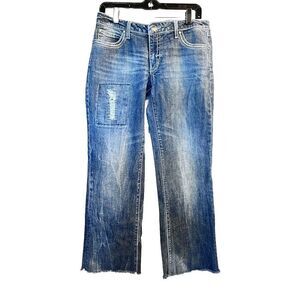 Wrangler Rock 47 Jeans Womens 9 Ultra Low Rise‎ Bling Pockets Dark Wash Western
